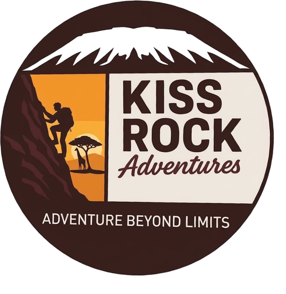 KissRock Adventures logo — Kilimanjaro summit above a savanna scene