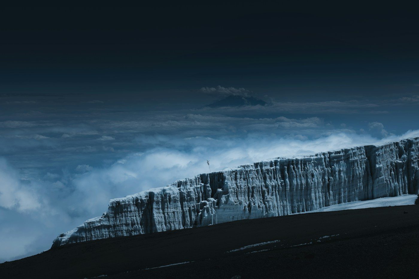 The glacier wall near Uhuru Peak on Kilimanjaro
